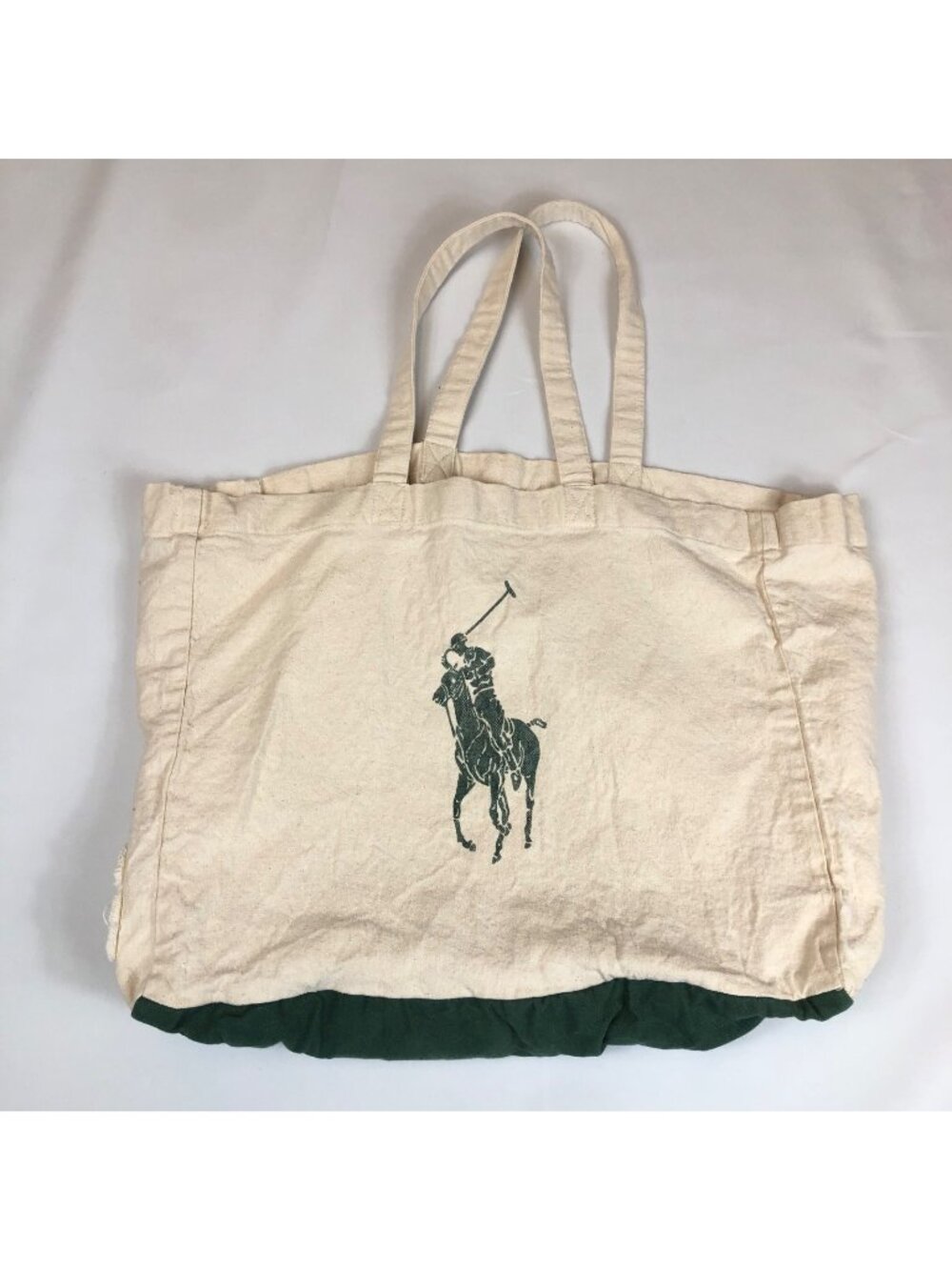 Polo Ralph Lauren Found Canvas Organic Cotton Big Pony Tote Bag Green